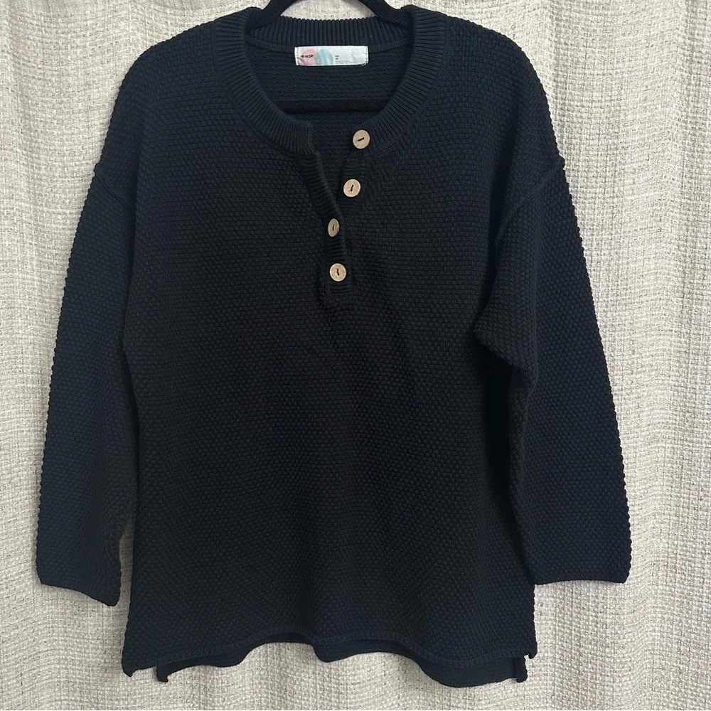 Free People Beach Hailee Sweater Set Black XS Boho Coastal Yachtcore Cozycore - Picture 7 of 10